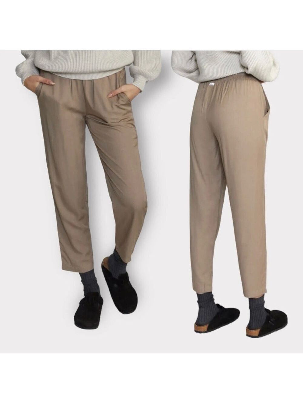 RVCA NEW Womens Large Lightweight Yume Beach Pants Neutral Pockets Casual NWT